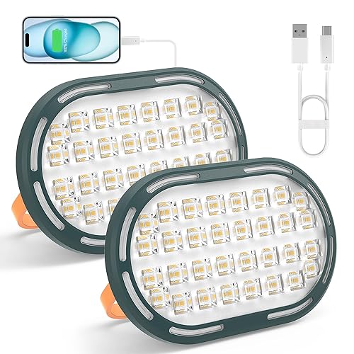 DANCINGBOAR 30W Led Rechargeable Solar Work Light, 2000LM Portable Magnetic Floodlight USB Battery with 4 Light Modes, IP65 Waterproof Work Lamp for Camping, Hiking, Fishing, Car Repairing(2 Pack)