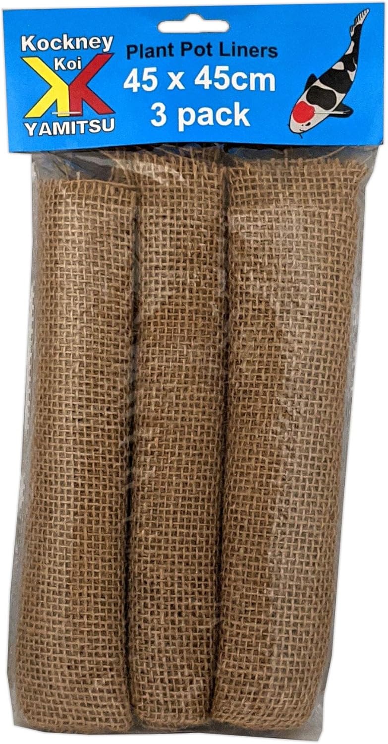 Kockney Koi Hessian Plant Pot Liners 45x45cm (3pk), Brown, 45cm x 45cm