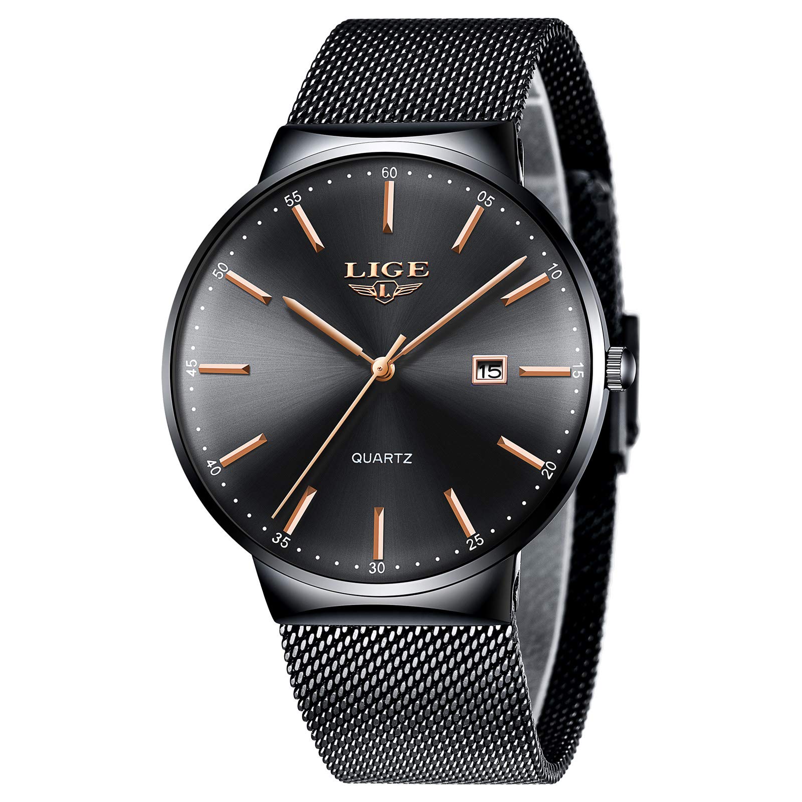 LIGE Men Analog Quartz Watch with Stainless Steel Strap LG9903A-UK-HUA