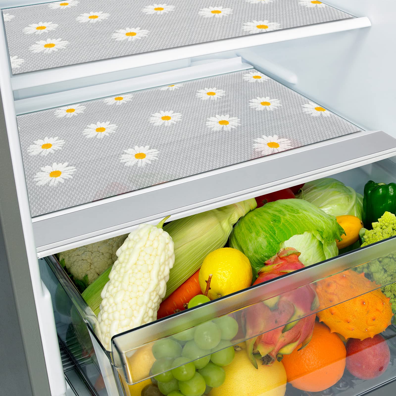 9 Pcs Refrigerator Liners, Shelf Liners Drawer Liners 45 * 30CM Waterproof Washable Non-Slip EVA Cabinet Liner for Refrigerator Drawer Placemat Cupboard BPA Free No Cutting Home Kitchen Gadgets