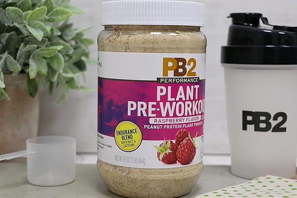 PB2 PERFORMANCE PLANT PROTEIN PRE-WORKOUT SUPERFOOD – RASPBERRY FLAVORED – ENDURANCE BLEND WITH MCT & CAFFEINE