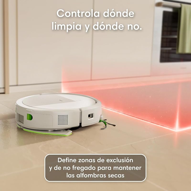 Roomba 115 Combo con Base AutoEmpty, Robot 2en1, Potencia de succión 15000 Pascales, Cepillo Lateral Flexible, Mopa de fregado extendida, 90 días autonomía, Navegación Clearview LiDAR, Blanco