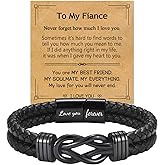 EPIRORA Gifts for Men Boys- Black Braided Leather Infinity Knot Bracelets for Son Grandson Nephew Brother Dad Husband, Jewelry Gifts for Christmas Birthday Graduation Anniversary Valentine's Day