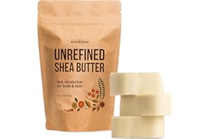 BETTER SHEA BUTTER Raw Shea Butter - 100% Pure African Unrefined Shea Butter for Hair | Skin Moisturizer for Face and Body | with Natural Smoky Scent | Use for Soap Base, DIY Whipped Lotion, Lip Balm - 8 oz Block
