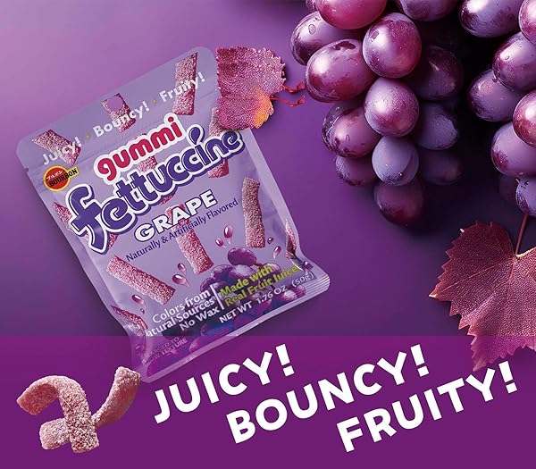 BOURBON FETTUCCINE GUMMI GRAPE (10-PACK), 10 X 1.76 OZ.