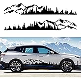 TOMALL 1 Pair 77.4'' Mountain Tree Forest Vinyl Decals for Car Body Door Side Auto Mountains Graphic Stickers Decoration for SUV Off-Road Vehicles Universal Stickers Accessories (B-Black-Large)
