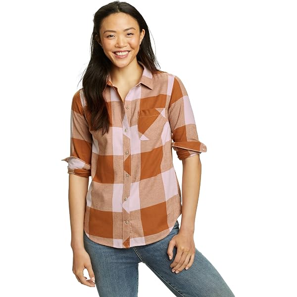 Chemise Femme Eddie Bauer Taille M - Rouge/blanc/noir à Carreaux - 100% Coton - Occasion Très Bon état