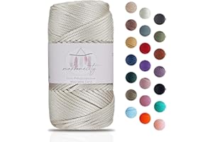 Makromecity, Polyester Macrame Cord 2mm x 125 Yards (375 feet) 2mm Polypropylene Ecru Macrame Cord Crochet Macrame Bag Cord Crafts for Wall Hangings, Bags, Underplate, Rug