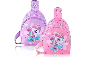 Cosblank 2 Pcs Christmas Small Crossbody Bag Girls Cute Cartoon Unicorn Sling Bag Shoulder Coin Pouch for Travel(Stylish)