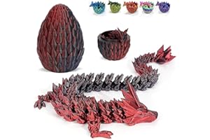 UTOSDAY 3D Printed Dragon Egg with Dragon Inside, Easter Eggs Articulated Mystery Crystal Dragon, Adults Fidget Toys fo for Autism/ADHD, Easter Basket Stuffers Desk Toys for Home Office Decor (Dark Red)