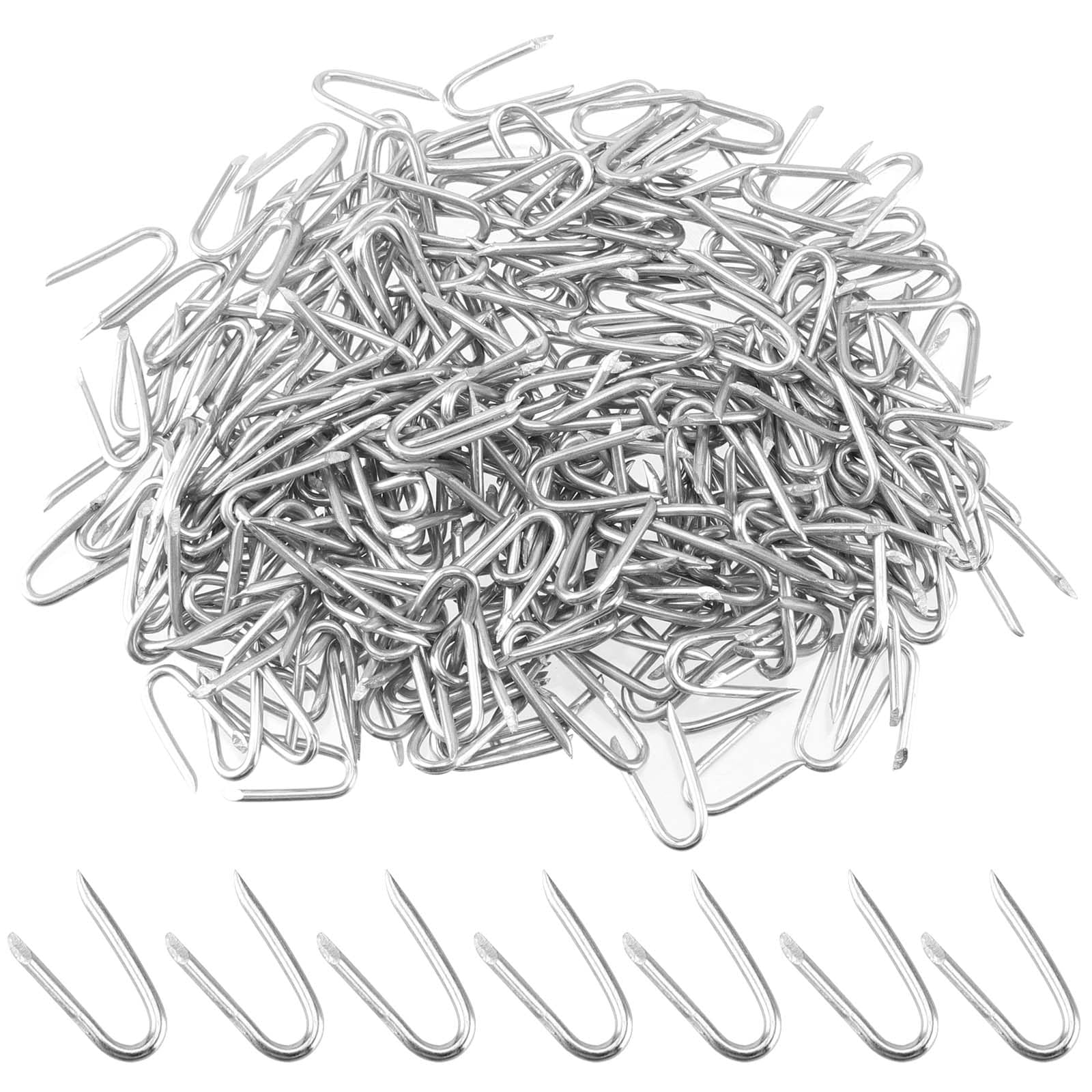 SINJEUN 1000 Pcs Galvanised Netting Staple U Nail, 2.3mm Diameter Steel Wire Fencing Staples U Nails for fencing, for Wire Mesh and Woven Fencing