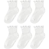 6 Pairs Toddler Ruffle Socks, 0-9 Years, Baby Little Girl Kids Grip Socks