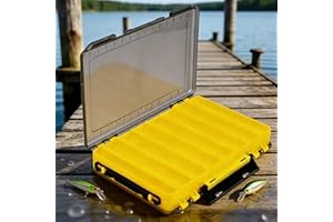 Double Layer Fishing Tackle Box Organizer, Portable Plastic Hard Bait Storage with Adjustable Dividers for Lures Hooks Weight