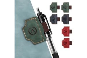 JSRQT Personalized Magnetic Leather Bookmark with Pen Holder, Retro Style Initial Letter Book Mark Page Clip for Women Men, I