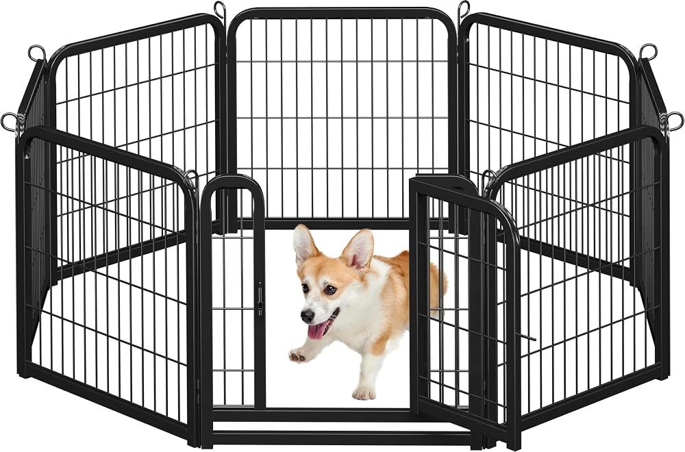 Yaheetech Lightweight 8-Panel Dog Playpen 63cm Pet Exercise Fence Portable