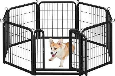 Yaheetech Lightweight 8-Panel Dog Playpen 63cm Pet Exercise Fence Portable