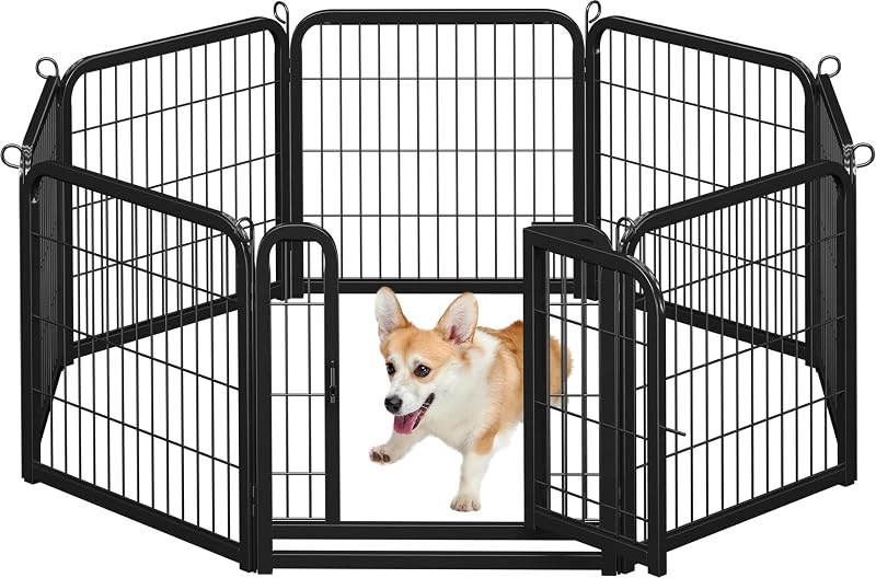 Yaheetech Lightweight 8-Panel Dog Playpen 63cm Pet Exercise Fence Portable
