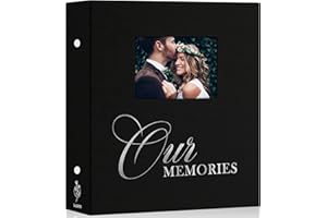 Lanpn Photo Albums 4x6 600 Pockets Slip in, OURMEMORIES Large Capacity Linen Hardcover Window Photo Book Photobook Holds 600 horizontal Vertical Photos (Black)
