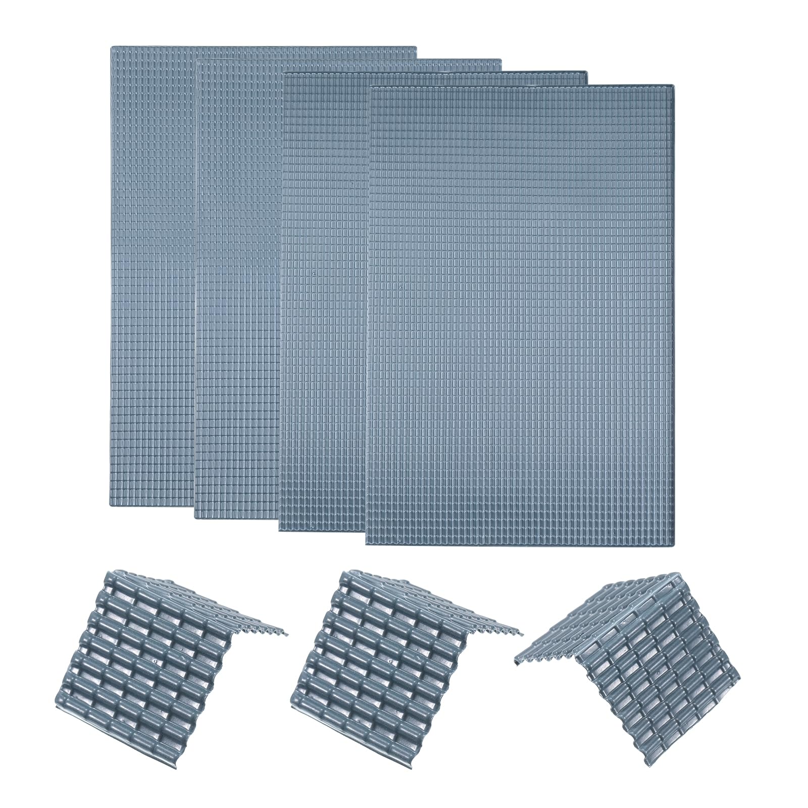 sourcing map Miniature Roof Tiles PVC Model Roof Tiles Mini DIY Tiles Model Building Set for Model Building Dolls Houses Garden Sand Table 29.5x19.5cm/1.16x0.76" Dark Grey Pack of 4,1:50