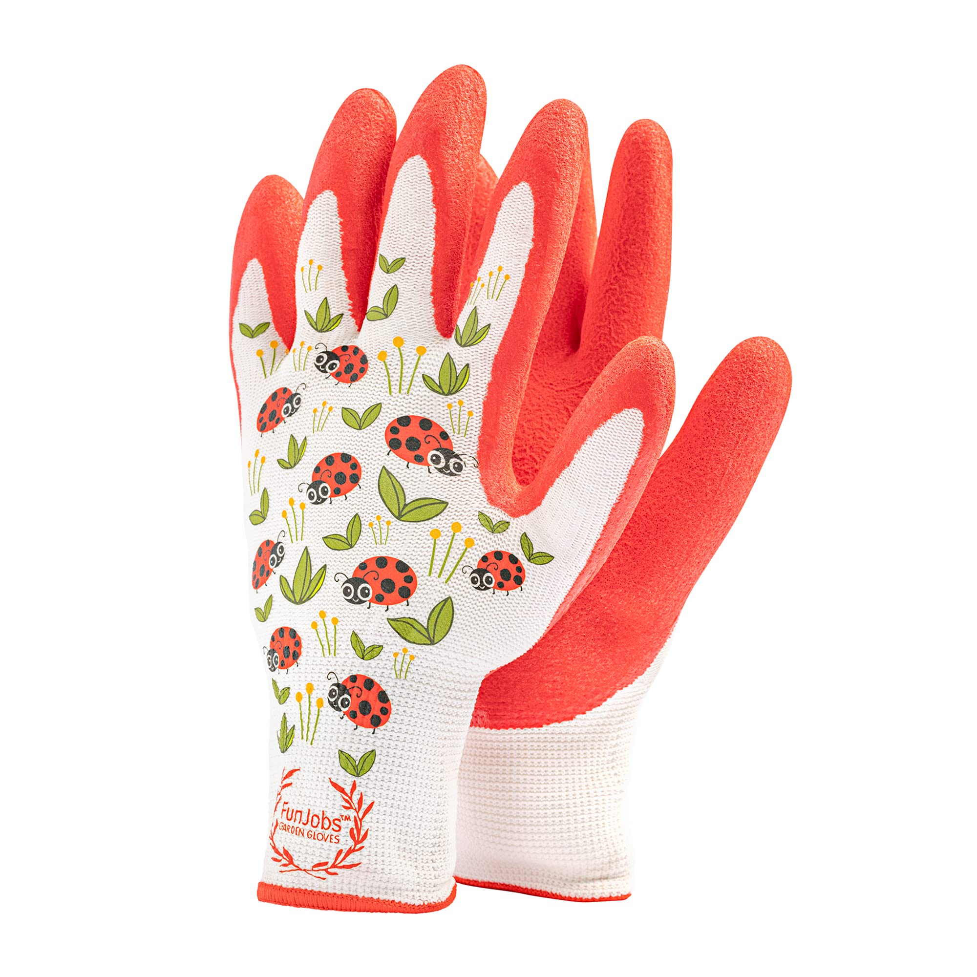 FUNJOBS Ladybird Gardening Gloves for Women, 1 Pair, Medium stretchy, Gardening gift, Designed by female for females