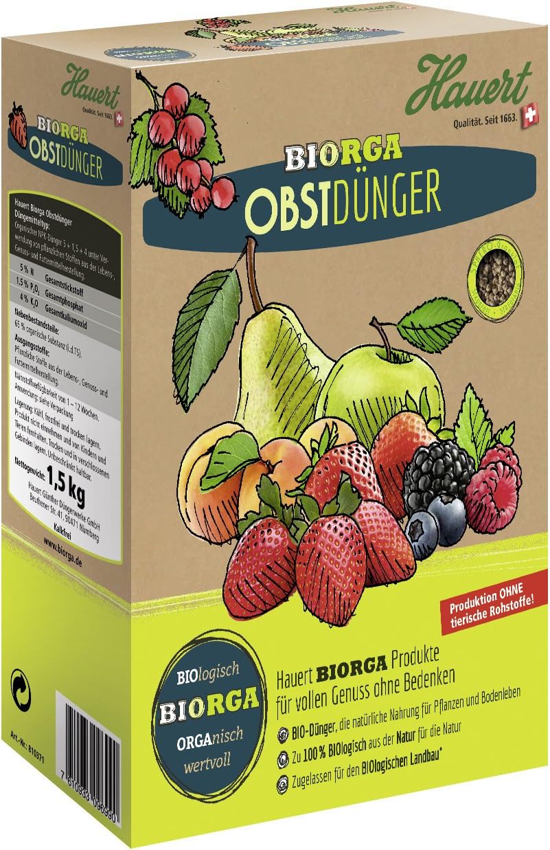 Hauert HBG Dünger 810371 Biorga BIO Obstdünger, 2 x 1,5 kg