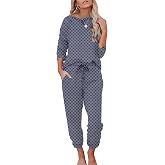 Ekouaer Womens Pajamas Set Long Sleeve Loungewear Soft Joggers with Pockets | Cozy Fabric, Crew Neck Pullover, Drawstring Waist, Home and Casual Wear, Gift for Christmas