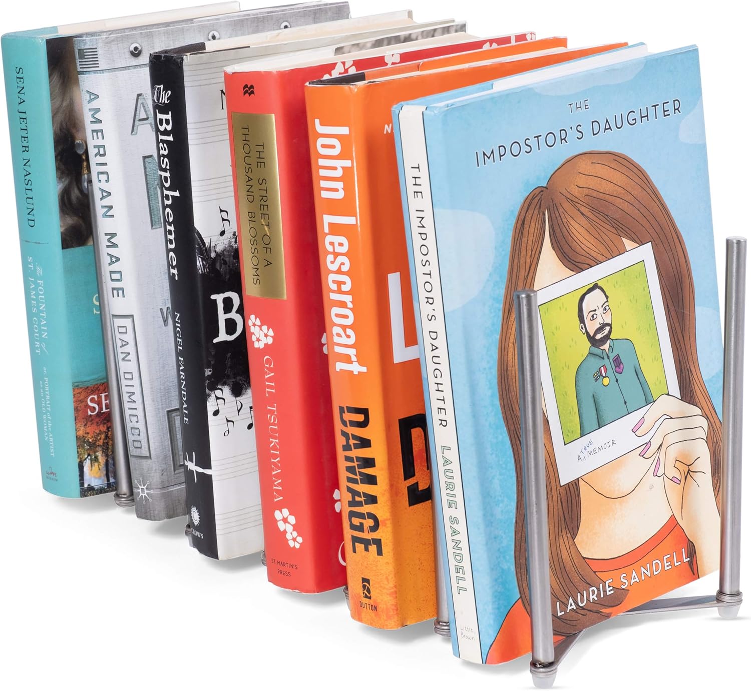 Adjustable Book Holder Bookend 6 Sections Extends up to 23" Length Stainless Steel Unique Design