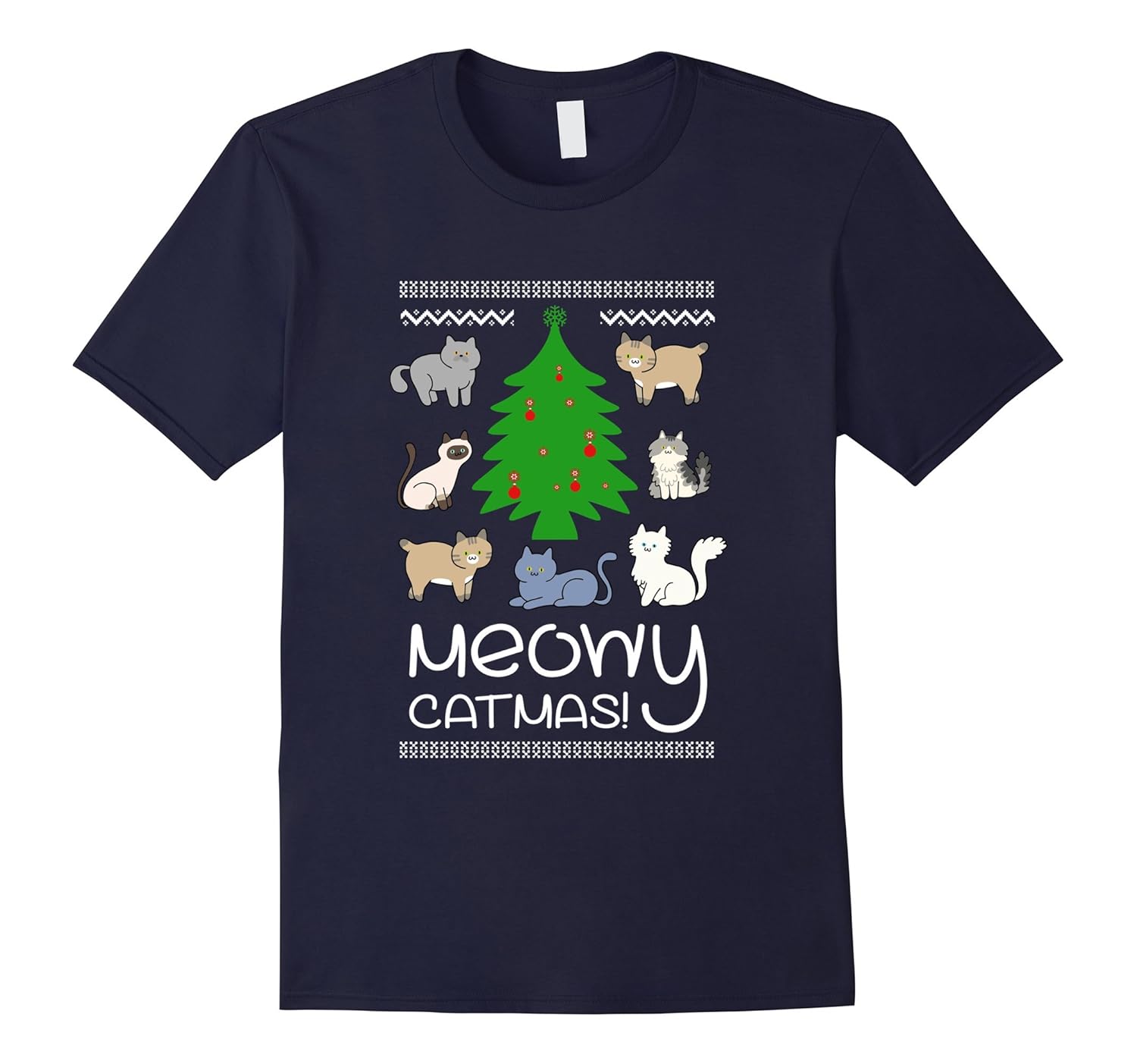 Meowy Catmas Shirt Christmas Tree Ugly Sweater Xmas Gifts-ANZ