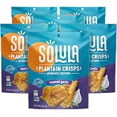 Solula Plantain Crisps Authentic Tostones, Roasted Garlic, 4 Ounce (Pack of 6), Kettle Cooked Chips, Gluten Free, Paleo Friendly, Grain Free, Vegan