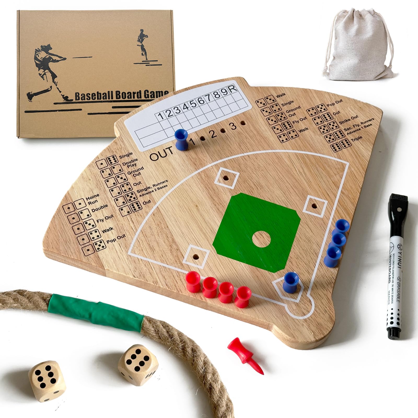 Photo 1 of Deartisan Baseball Board Game, Oak Made Leisure Game for Sport Battle Table Game for Family Party Holiday (Wood Color, Standard Plus)