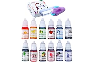 LOLO CRAFTS Natural Food Coloring and Soap Dye -Bundle of 12 (10ml) Liquid Bath Bomb Colorant 25 Wrap Bags 1 Sealer- Food Grade Skin Safe Dye for Slime Pigment Food Dye Bath Bombs DIY Making Crafts Supplies