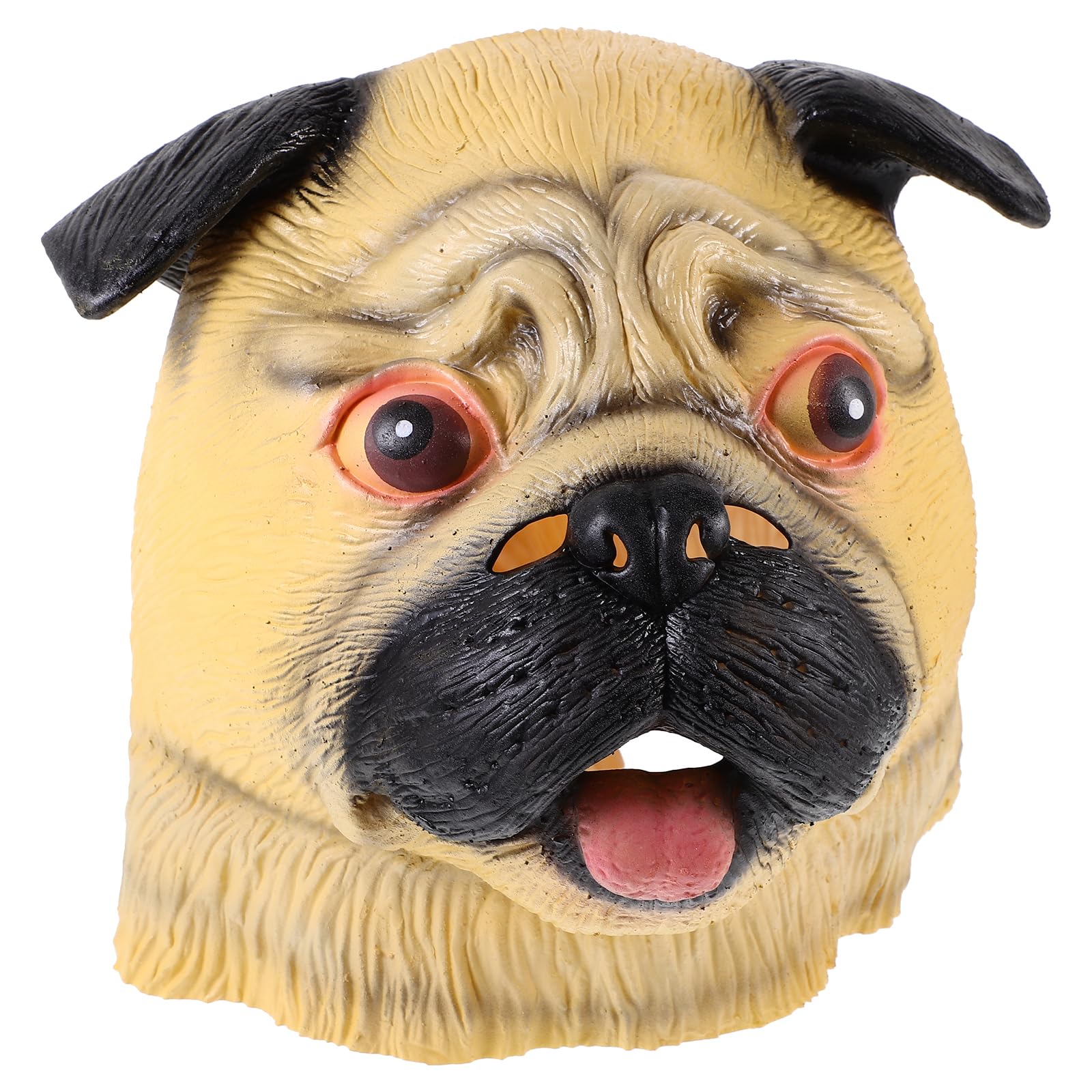 TOYANDONA Pug Mask Full Head Stretch Latex Animal Mask for Adults Realistic Bulldog Face for Halloween Party Carnival Cosplay