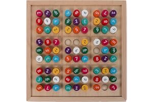 DECHOUS 1 Set Sudoku Board Game - Wooden Colored Sudoku Puzzles Board with Drawer & 81 Puzzles for Kids Educational Fun Math 