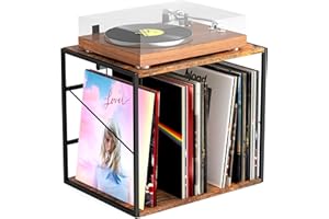 ALYTREE Vinyl Record Storage Holder for 80-100LPs, Vinyl Record Stand Wall Mount with Movable Divider, Solid Record Display Crate & Organizer for Albums, Magazine, Book, File