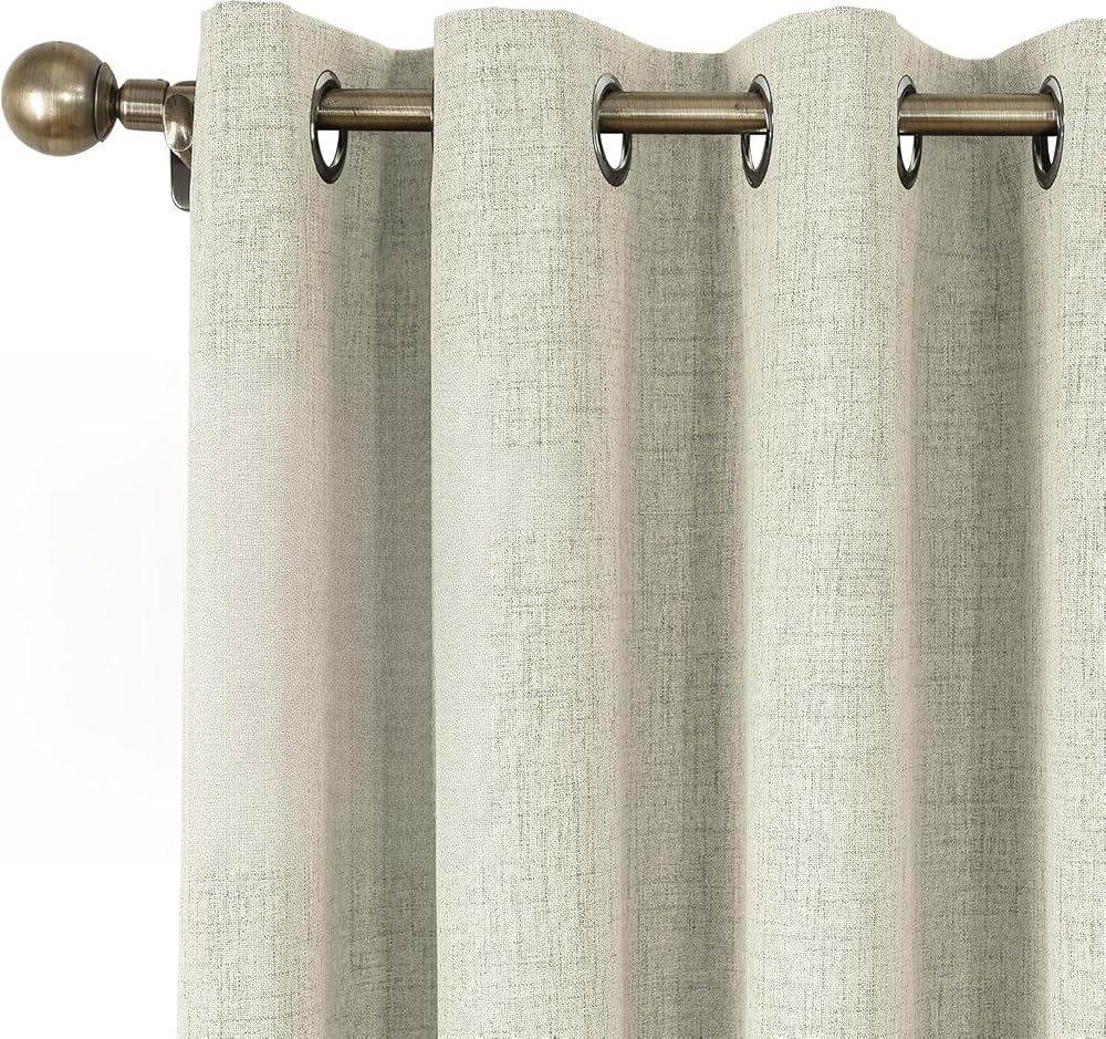 CUCRAF 100% Blackout Curtains 52x72 Inches Two Panels Beige Eyelet Thermal