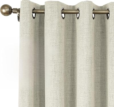 CUCRAF 100% Blackout Curtains 52x72 Inches Two Panels Beige Eyelet Thermal