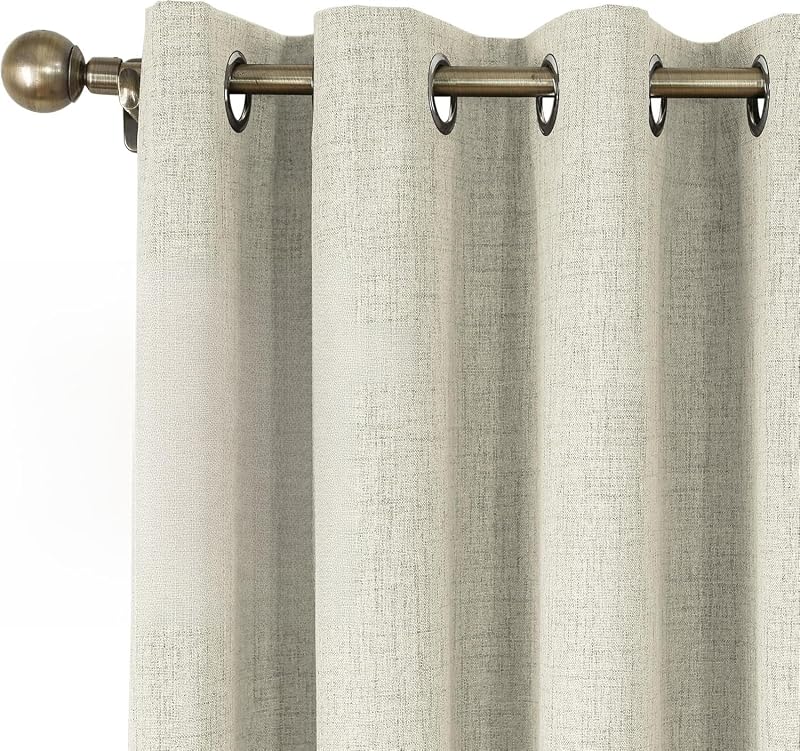 CUCRAF 100% Blackout Curtains 52x72 Inches Two Panels Beige Eyelet Thermal