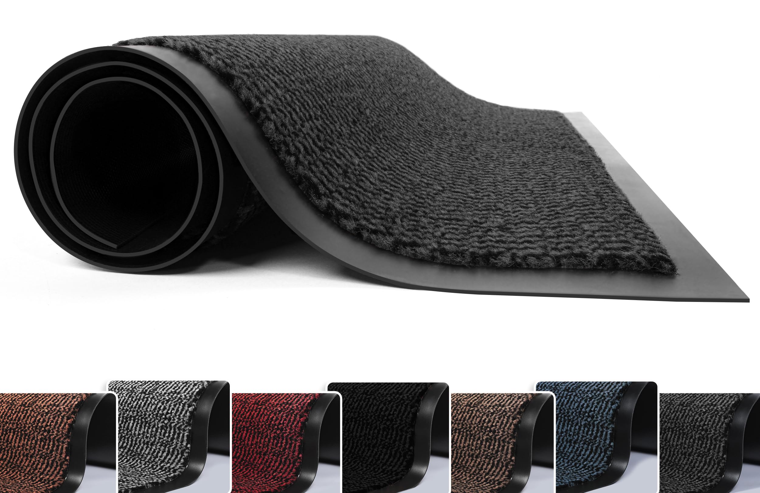 FB FunkyBuys Washable Door Mats - Heavy Duty, Non-Slippery & Stylish Floor Mat - Door mat indoor Large Rubber Indoor & Outdoor Doormats for Perfect Dust Grabbing (Anthracite-waved, 120 x 180 CM)