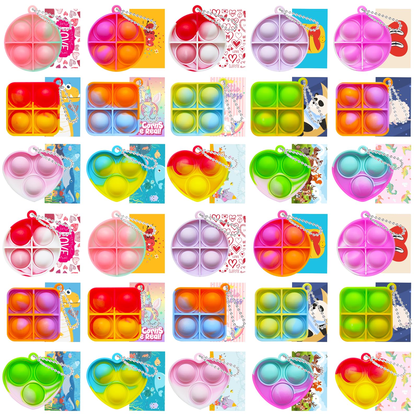 KIDRENFUN Party Bag Fillers Kids - 60 PCS Lucky Dip Prizes Party Bag Toys, Class Prize Birthday Gifts, Multi-Item Party Favour Packs for Girls Boys (30 Keyring + 30 Cards) — image 1