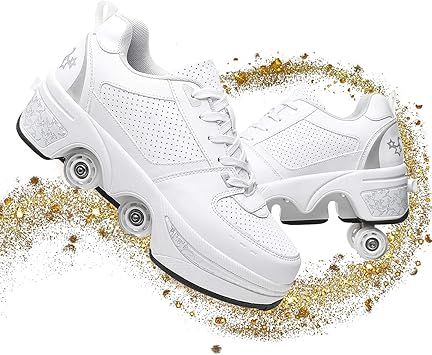 Amazon ローラーシューズ 女の子 ユニセックスローラーシューズカジュアルスニーカーウォークスケート男性女性子供暴走スケート初心者に適した四輪変形ホイールスケート Yousioi ローラースケート