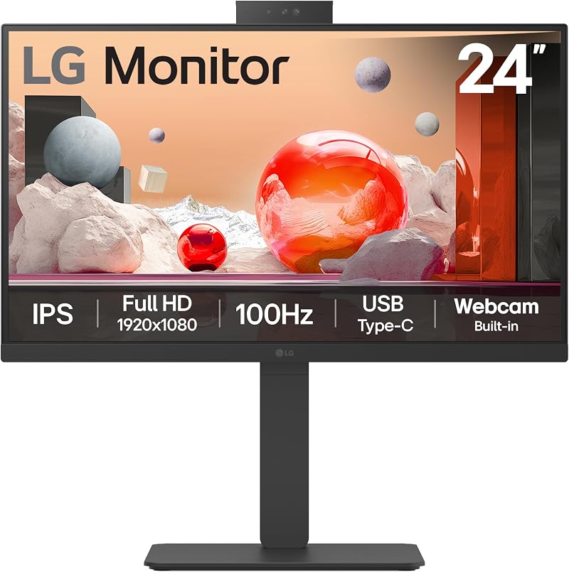 LG 24BA850 24 Inch FHD IPS Monitor 100Hz USB-C KVM Built-in Webcam