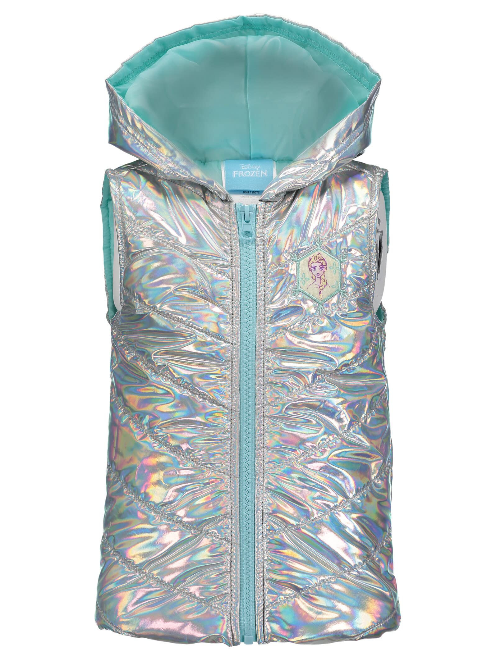 Disney Frozen Princess Anna Queen Elsa Girls Zip Up Vest Puffer T-Shirt and Leggings 3 Piece Set Toddler to Big Kid