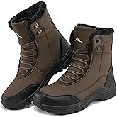 FUDYNMALC Mens Winter Snow Boots for Hiking Walking: Waterproof Warm Fur Lined Shoes Non-slip Insulated High Top Booties