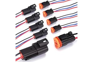 WOODGUILIN 3 Pin Deutsch DT Connector, 3 Way Waterproof DT Automotive Electrical Connector Male and Female Plug with 16 AWG Cable Wire for Cars,Trucks,Boats,LED Work Lights.5Pairs(DT 3P Black)