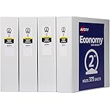 Avery Economy View Binder with 2-Inch Round Ring, White, Pack Of 4 (19202)