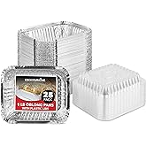 Stock Your Home 1 Lb Small Aluminum Pans with Lids (25 Pack) Foil Pans + Clear Plastic Lids, Disposable Cookware, Takeout Tra