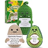 Cute Crochet Christmas Birthday Gifts, Emotional Small Funny Potato Pickle Avocado, Inspirational Support Secrete Santa White Elephant Gag Gift for Her/Him/Mom/Dad/Friend/Coworker, Unique Desk Decor