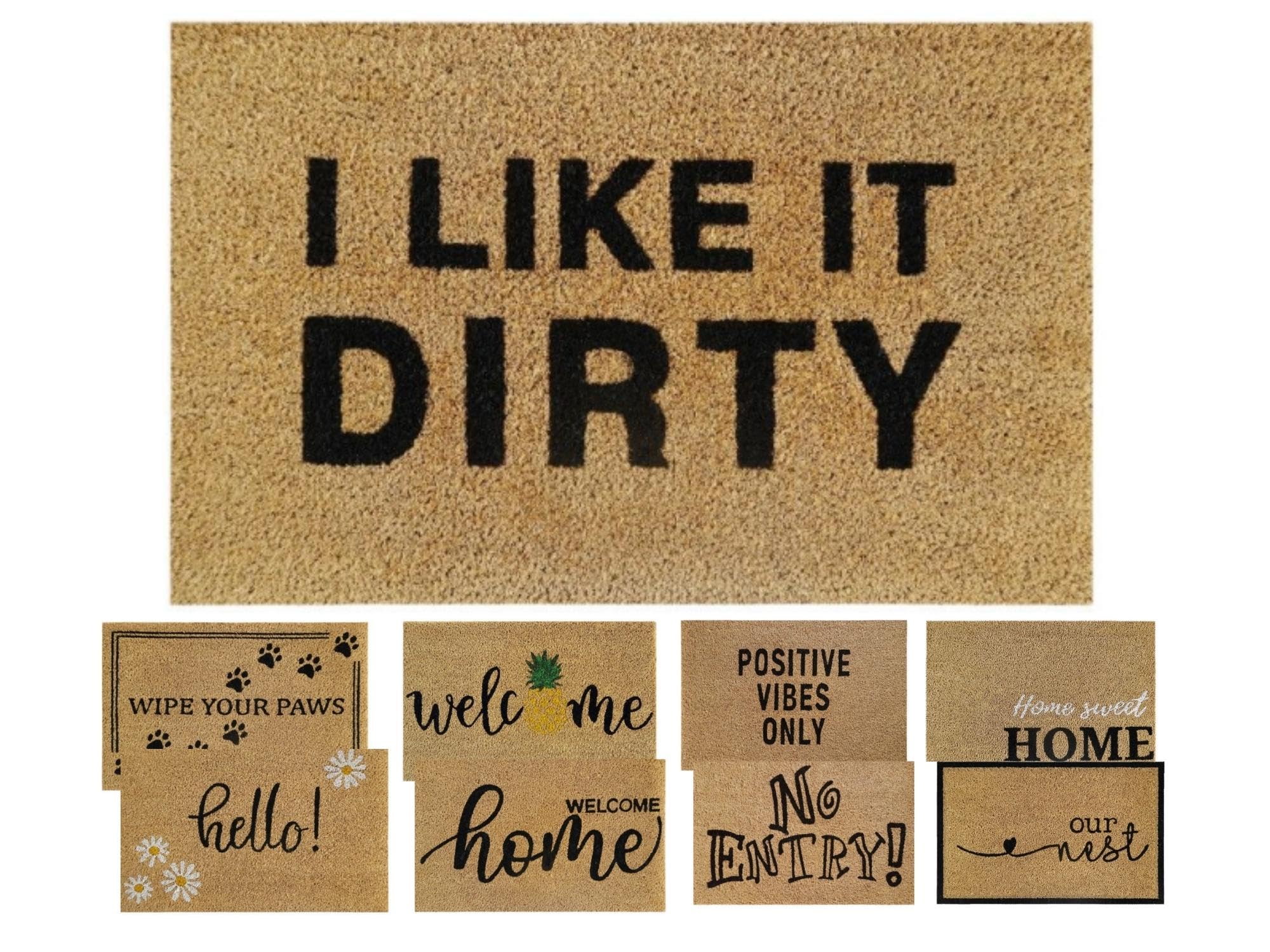 MYPURECORE Coir Welcome Door Mat, 60x40cm - Durable, Non-Slip, Eco-Friendly, Absorbent Coir Mat for Indoor/Outdoor, Entrance, Floor (I LIKE IT DIRTY)