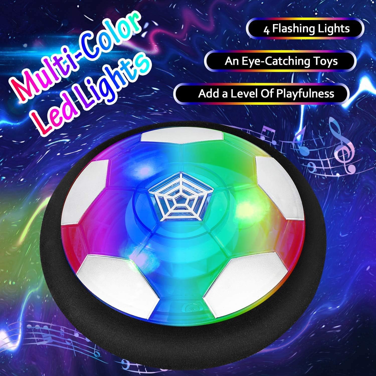 Kids Toys Hover Soccer Ball Set with 2 Goals, Air Soccer with LED Light, USB Rechargeable Floating Soccer Ball with Foam Bumper for Indoor Outdoor Sports Ball Game, Football Toy for Boy Girl Best Gift: Toys & Games