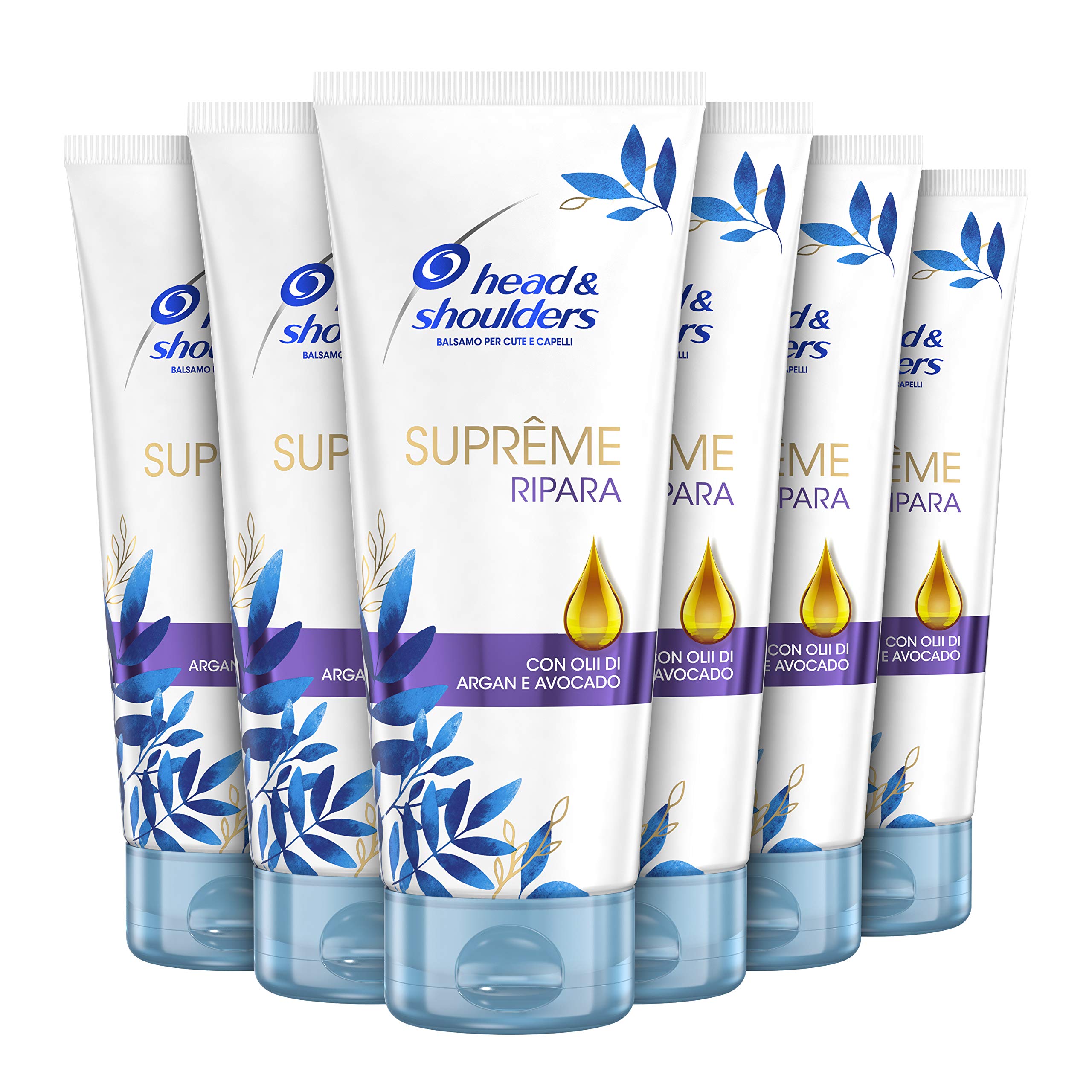 Head & Shoulders Suprême Anti-Dandruff Conditioner with Argan Oil for Skin and Hair with Sublimation Ingredients, Pack of 6 x 220 ml
